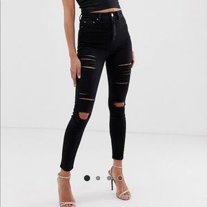 ASOS design high rise ridley jeans black ripped